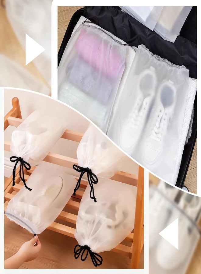 LUSTRIB 8 Pack Waterproof Shoe Bags for Travel, 15.7 x 11.8 Inch Clear Travel Essentials Drawstring Shoe Storage Bags for Packing, Portable Large Shoe Bag for Men and Women - Image 5